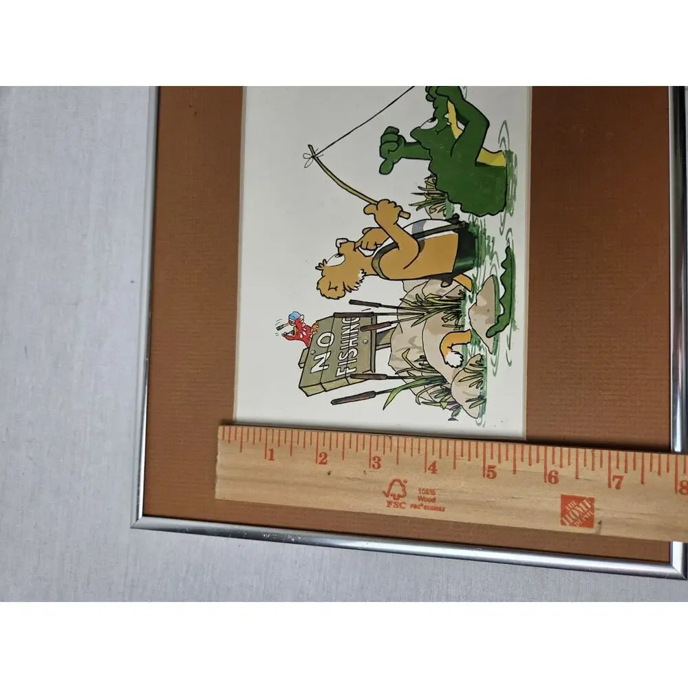 Robert Marble “No Fishing” Signed 1984 PRINT #3 w/ COA Framed 19x11 Cabin Art